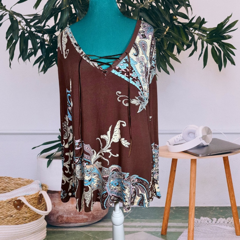 Venus Boho Lace Up Top
